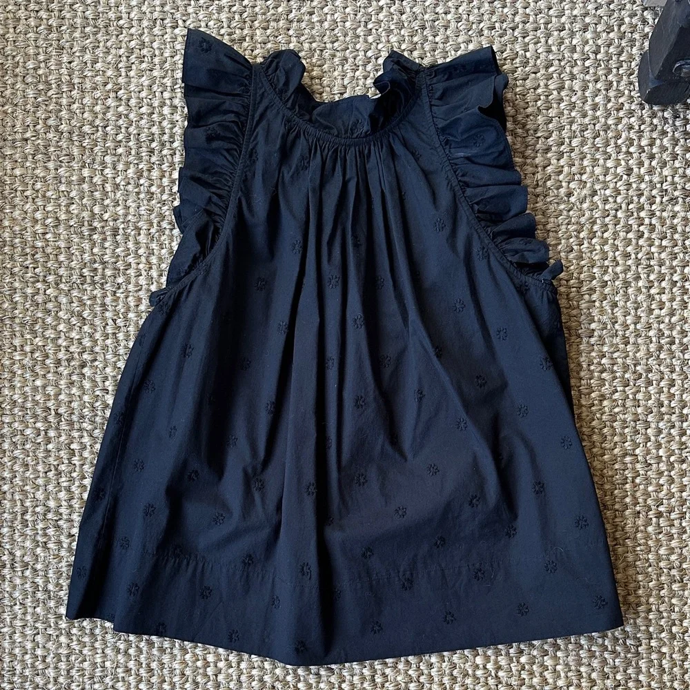 Ulla Johnson Black Ruffled Blouse Sleeveless Embroidered Size 2 - Picture 1 of 3